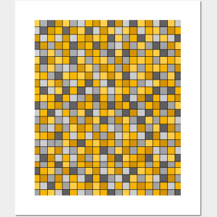 Grey and Mustard Yellow Grid Posters and Art